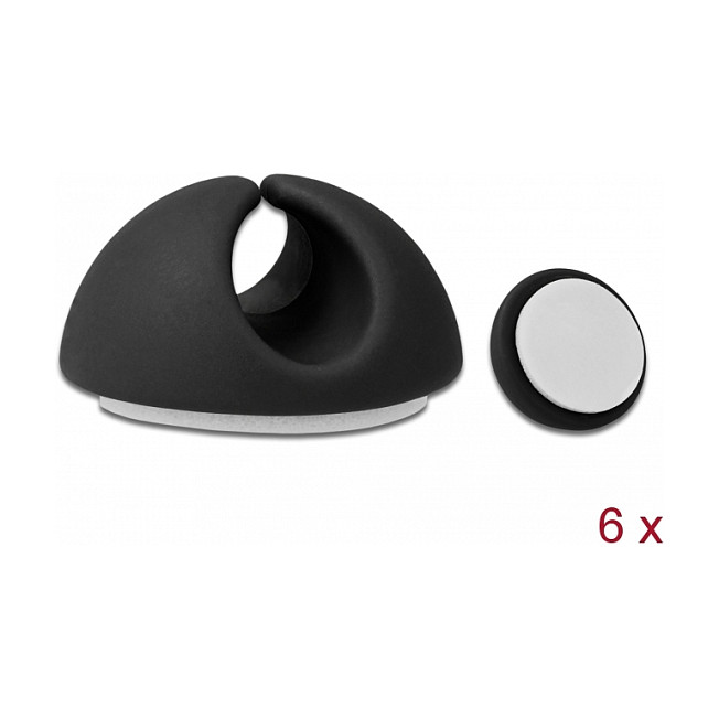 DeLOCK Juego de 6 sujetacables autoadhesivos negro DeLOCK Juego de 6 sujetacables autoadhesivos negro