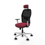 Modelo Alfera La mejor silla de oficina con soporte lumbar regulable, respaldo fijo y brazos blancos para un uso óptimo de hasta 120 Kg