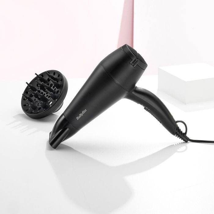 Babyliss Secador de Pelo D215DE Negro Mate con Difusor 2000W Tecnología Iónica