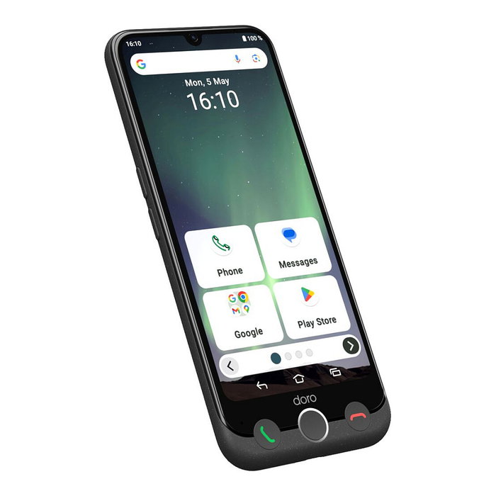 Doro Aurora A30 Smartphone Grafito, 6.1", 6 GB RAM + 128 GB, Android 14, Cámara 50 MP, Batería 5000 mAh, Carga Inalámbrica, 4G, Wi-Fi 5, Bluetooth 5.4, NFC