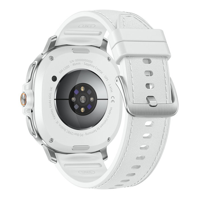 Samsung Galaxy Watch 8 Classic SM-L500 46 mm Plata y Blanco, Reloj Inteligente con Pantalla AMOLED 1.3", Wear OS, GPS, 64 GB, Resistente al Agua 5 ATM, Batería 445 mAh