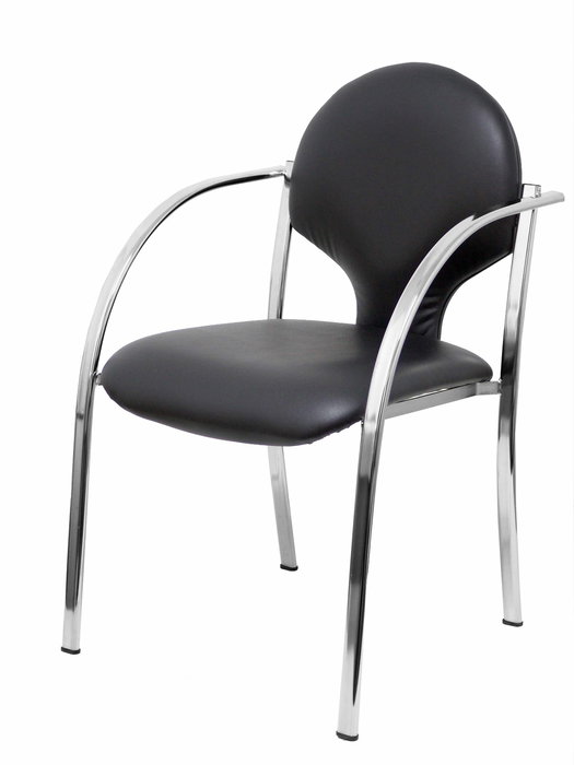 Silla Hellín tapizada con Similpiel color Negro. Brazos fijos