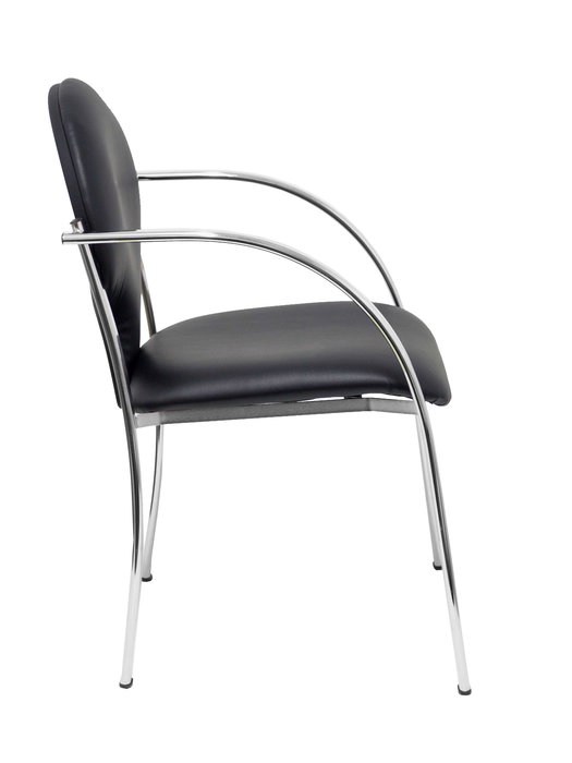 Silla Hellín tapizada con Similpiel color Negro. Brazos fijos