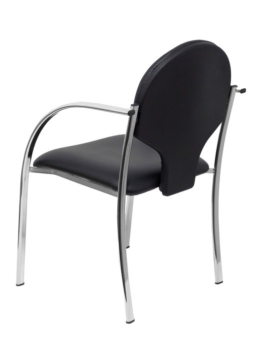 Silla Hellín tapizada con Similpiel color Negro. Brazos fijos