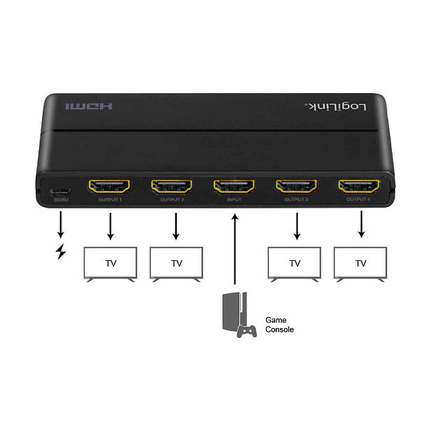 LogiLink HDMI splitter 1x4-Port 4K/60 Hz