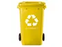 Q-connect Papelera Contenedor Plástico Amarillo para Plásticos y Envases Metálicos 100L con Tapa y Ruedas 750x470x370 mm