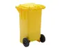 Q-connect Papelera Contenedor Plástico Amarillo para Plásticos y Envases Metálicos 100L con Tapa y Ruedas 750x470x370 mm