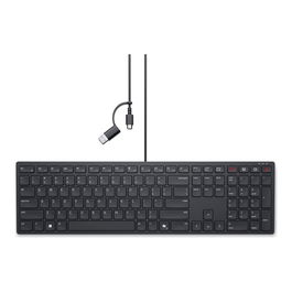 Dell KB525C Teclado para PC Retroiluminado USB-C con Teclado Numérico y 15 Teclas Programables - Español QWERTY, Negro, Resistente a Salpicaduras