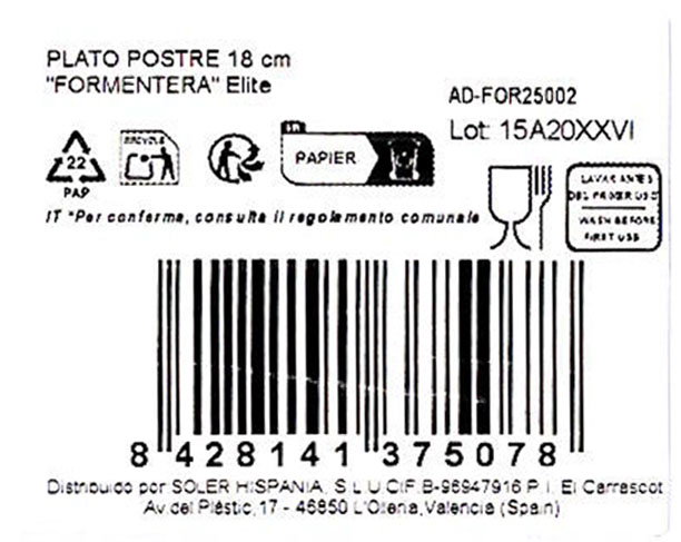 Alfares Plato de Postre Formentera Elite 18 cm (Pack de 12) Alfares Plato de Postre Formentera Elite 18 cm (Pack de 12)