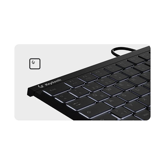 KeySonic KSK-5011ELC Teclado mini alámbrico USB con NumPad Negro QWERTZ retroiluminado LED