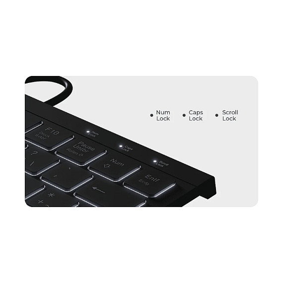 KeySonic KSK-5011ELC Teclado mini alámbrico USB con NumPad Negro QWERTZ retroiluminado LED