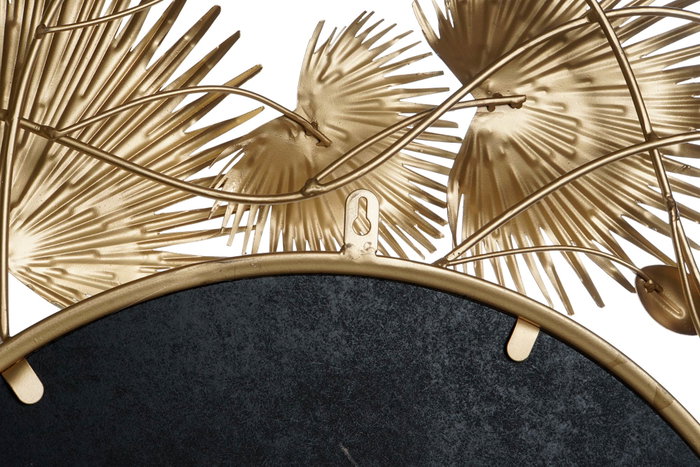 DKD Home Decor Espejo de Metal y Cristal con Diseño de Hojas, Dorado y Blanco, 93x7x93 cm