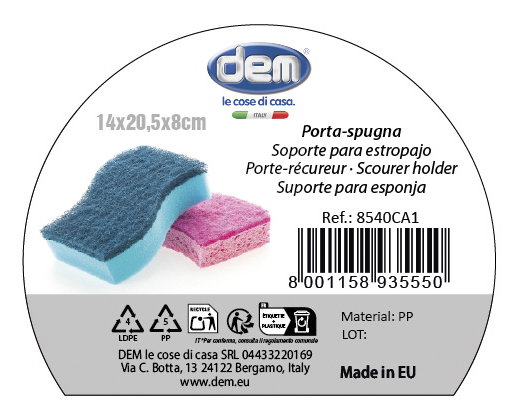 Inde Soporte De Estropajo Blanco 14,4 cm Ancho x 8,1 cm Alto x 20,6 cm Largo (12 Unidades)