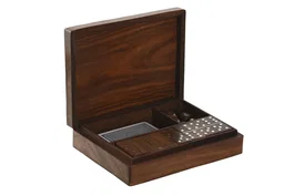 DKD Home Decor Juego Set 4 Sheesham Latón Marrón y Dorado de 3 Juegos