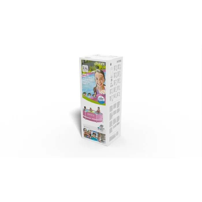 INTEX - Kit de piscina redonda con estructura metálica rosa - tubular - Ø xh: 2,44 x 0,76 m INTEX - Kit de piscina redonda con estructura metálica rosa - tubular - Ø xh: 2,44 x 0,76 m