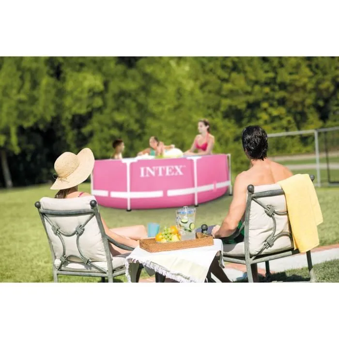 INTEX - Kit de piscina redonda con estructura metálica rosa - tubular - Ø xh: 2,44 x 0,76 m INTEX - Kit de piscina redonda con estructura metálica rosa - tubular - Ø xh: 2,44 x 0,76 m