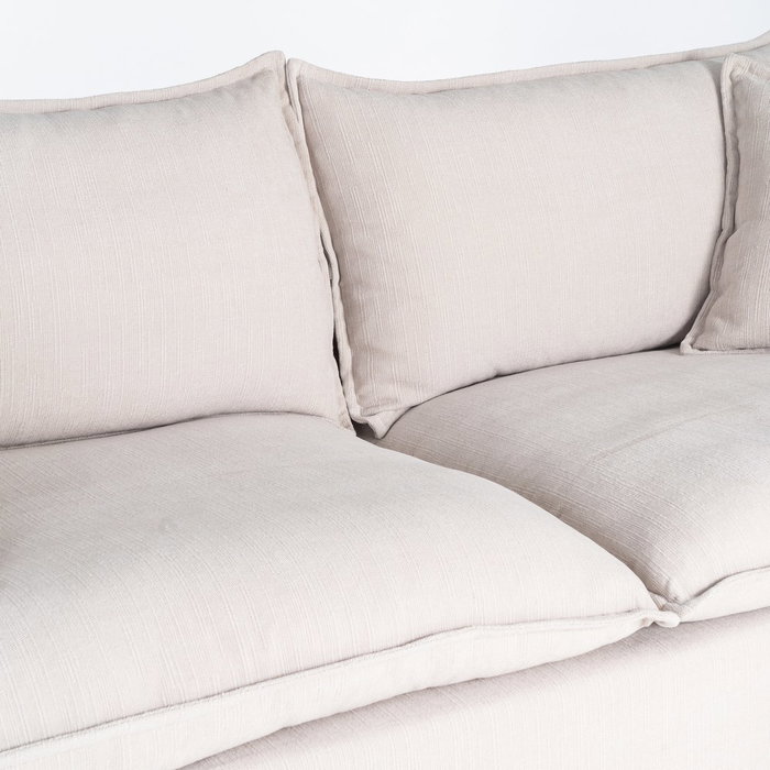 Sofá 3 Plazas Crema Tejido 221 X 103 X 72 cm