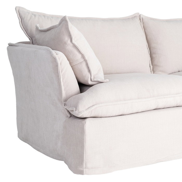 Sofá 3 Plazas Crema Tejido 221 X 103 X 72 cm