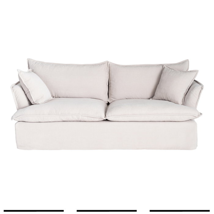 Sofá 3 Plazas Crema Tejido 221 X 103 X 72 cm