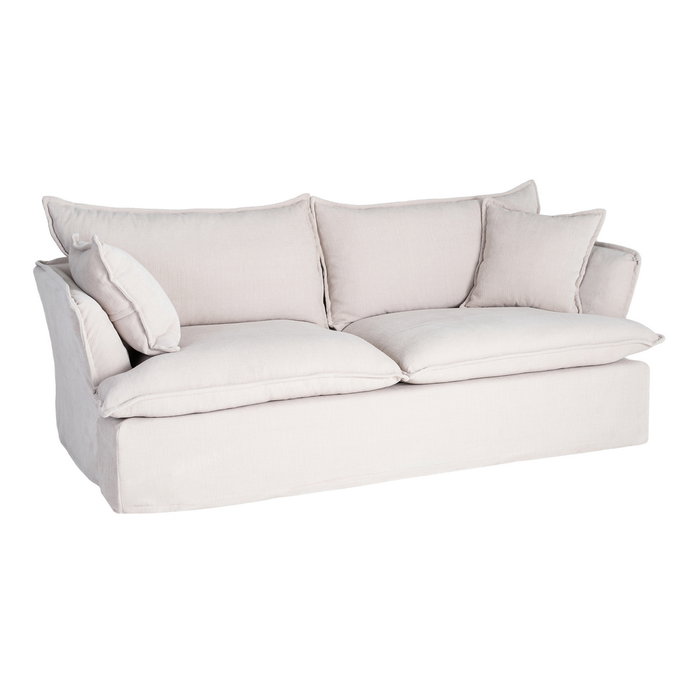 Sofá 3 Plazas Crema Tejido 221 X 103 X 72 cm