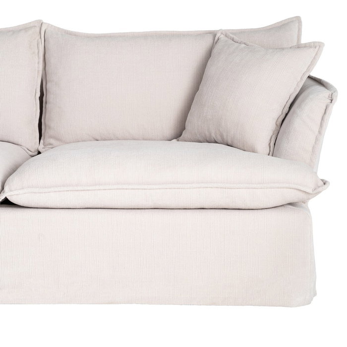 Sofá 3 Plazas Crema Tejido 221 X 103 X 72 cm