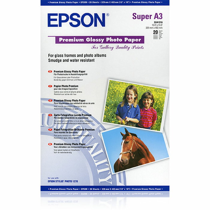 Epson Premium Glossy Photo Paper A3+ 250g/m² 20 Hojas