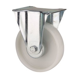 Ruedas Alex Rueda Fija Poliamix con Placa y Eje Liso Blanca 130 kg Ø 8 cm