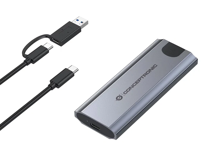 Conceptronic DANTE05G Caja Externa para SSD M.2 NVMe USB 3.2 Gen 2 (10 Gbps) Tipo C de Aluminio Gris