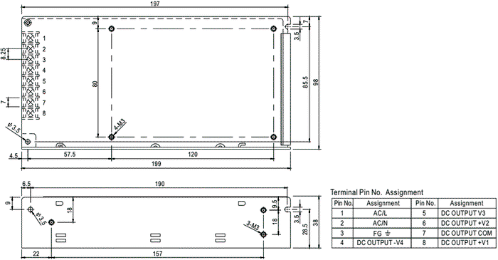 MEAN WELL RQ-125B Fuente de alimentación de módulo 120W
