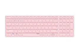 Rapoo E9700M Teclado Oficina Inalámbrico RF + Bluetooth 5.0 2.4 GHz, Diseño Ultrafino 100% QWERTY Inglés Internacional, Switch Tecla Tijera, Color Rosa, Batería Recargable