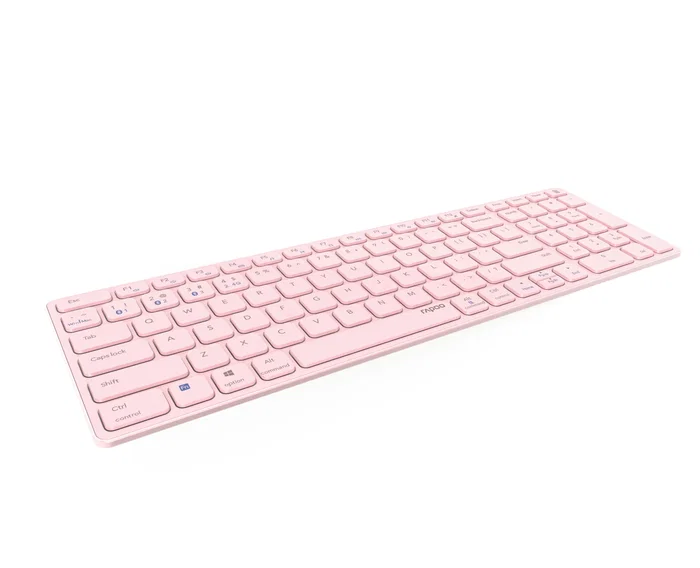Rapoo E9700M Teclado Oficina Inalámbrico RF + Bluetooth 5.0 2.4 GHz, Diseño Ultrafino 100% QWERTY Inglés Internacional, Switch Tecla Tijera, Color Rosa, Batería Recargable