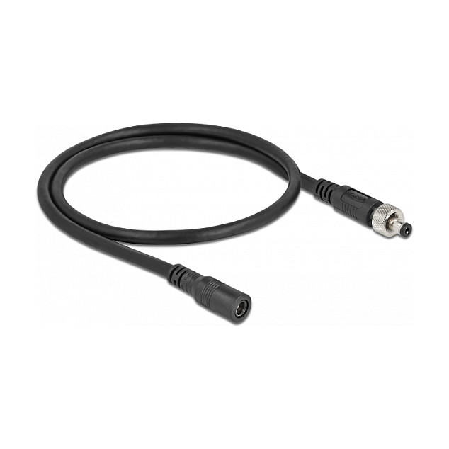 DeLOCK Cable de extensión de CC 5,5 x 2,1 mm macho a hembra atornillable, 0,5 m