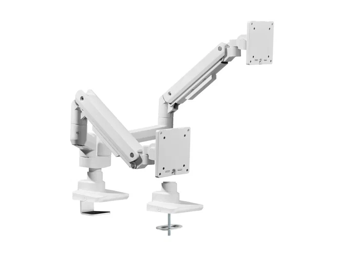 Equip 650183 Soporte de Mesa para 2 Monitores (17-35") con Resorte de Gas, VESA 100x100, Carga 20kg/Pantalla, Color Blanco