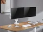 Equip 650183 Soporte de Mesa para 2 Monitores (17-35") con Resorte de Gas, VESA 100x100, Carga 20kg/Pantalla, Color Blanco