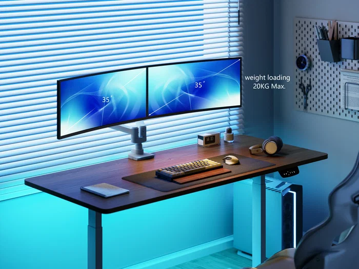 Equip 650183 Soporte de Mesa para 2 Monitores (17-35") con Resorte de Gas, VESA 100x100, Carga 20kg/Pantalla, Color Blanco