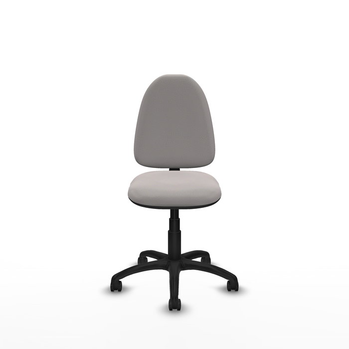 Silla de oficina Aýna con mecanismo Contacto permanente básico tapizada con Similpiel color Blanco. Equipada con Base poliamida negra, Sin brazos y Ruedas de parqué Silla de oficina Aýna con mecanismo Contacto permanente básico tapizada con Similpiel color Blanco. Equipada con Base poliamida negra, Sin brazos y Ruedas de parqué