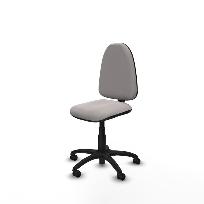 Silla de oficina Aýna con mecanismo Contacto permanente básico tapizada con Similpiel color Blanco. Equipada con Base poliamida negra, Sin brazos y Ruedas de parqué Silla de oficina Aýna con mecanismo Contacto permanente básico tapizada con Similpiel color Blanco. Equipada con Base poliamida negra, Sin brazos y Ruedas de parqué