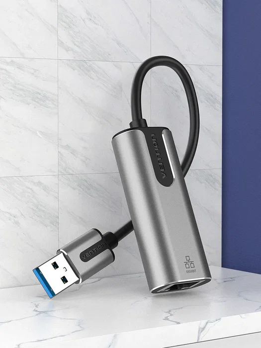 Vention Adaptador USB a Ethernet Gigabit CEWHB - USB 3.0 a RJ45, 10/100/1000 Mbps, Plug and Play, Aluminio y ABS, Gris