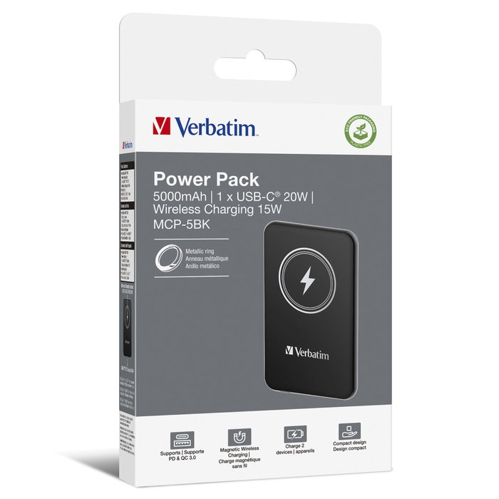 Verbatim Charge 'n' Go Power Bank Magnético 5000 mAh Negro Verbatim Charge 'n' Go Power Bank Magnético 5000 mAh Negro