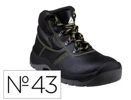 Deltaplus Bota de Seguridad en Piel Crupón con Suela de PU Bi-densidad, Color Negro, Talla 43 S1P SRC