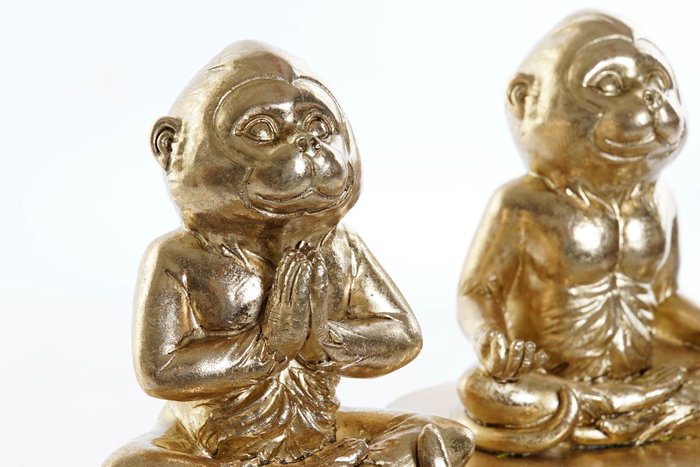 DKD Home Decor Figura de Resina Mono Cajón Dorado Surtido de 2