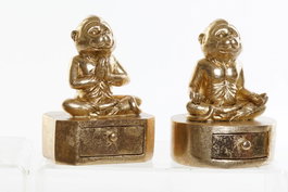 DKD Home Decor Figura de Resina Mono Cajón Dorado Surtido de 2