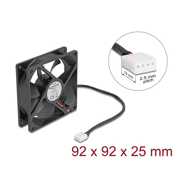 DeLOCK 67302 Ventilador Axial 24 V DC, 92 x 92 x 25 mm Negro