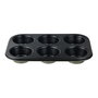 San Ignacio Molde Experto para 6 Muffins o Magdalenas, Acero al Carbono, Antiadherente Negro, 26.5 x 18.5 x 3 cm, Modelo PQ-7764C para Horno