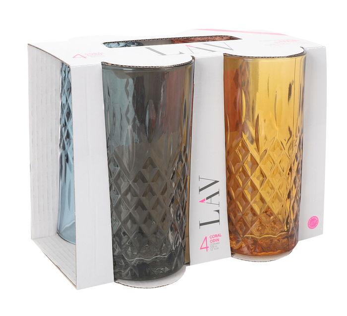 LAV Set 4 Vasos 356 cc Colección "Odin" Colores (Odn440Pft.61) (6 Cajas)