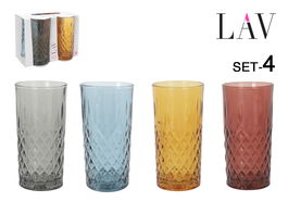 LAV Set 4 Vasos 356 cc Colección "Odin" Colores (Odn440Pft.61) (6 Cajas)