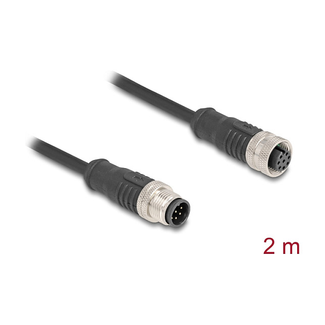 DeLOCK Cable M12 Codificado A 8 Pines Macho a Hembra PVC 2 m