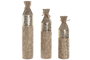 DKD Home Decor Set de 3 Jarrones de Metal y Cuerda Dorado