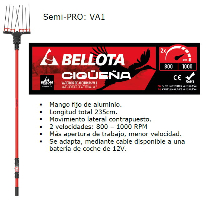 BELLOTA Peine Vareador Semiprofesional 12 V VA1 BELLOTA Peine Vareador Semiprofesional 12 V VA1