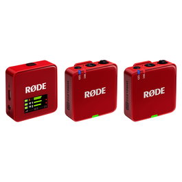 Rode Wireless GO (Generación 3) Micrófono Inalámbrico Lavalier de 2 Canales, Omnidireccional, Alcance 260 m, Batería Recargable, Color Rojo